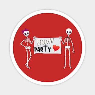 BOO PARTY Skeletons couple - Halloween Magnet
